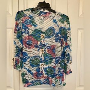 Open-weave Button Front Top